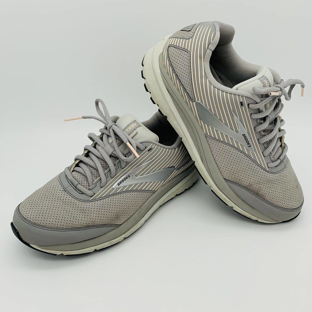 Brooks Womens Addiction Walker Gray Peach Running Shoes Size 10